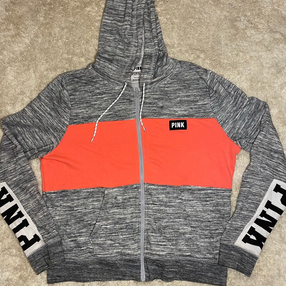 PINK zip up pull over with a hood